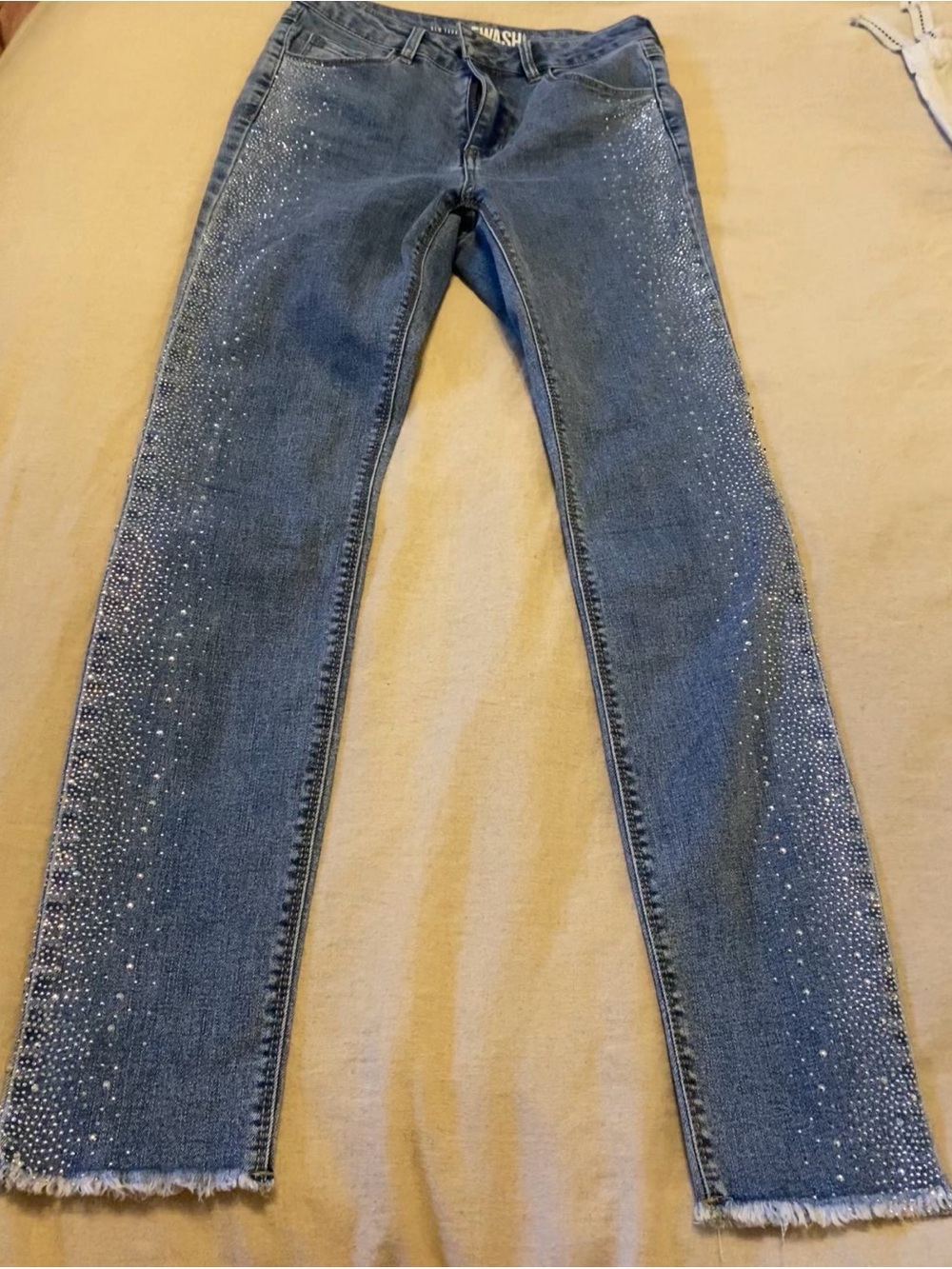 Rewash Blue Skinny Jeans with Rhinestone Side Detailing